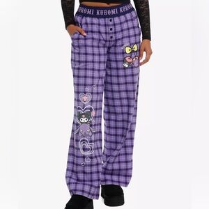 Unisex Kuromi Purple Plaid Pajama Pants Hot Topic Sanrio Hello Kitty